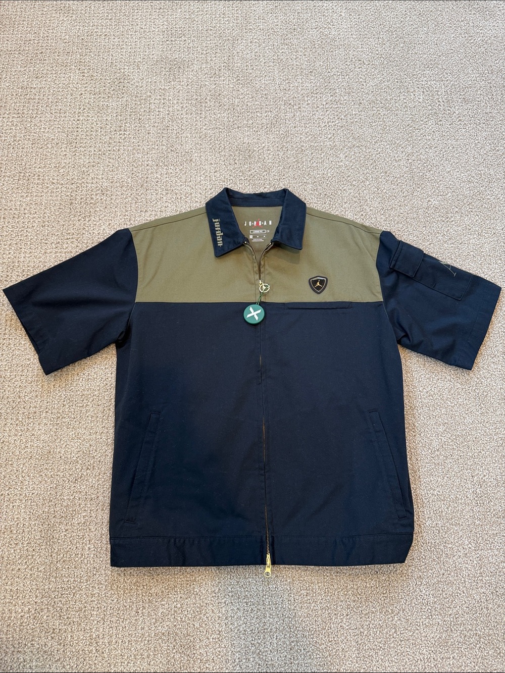 Jordan Short Sleeve Zip Shirt - Black & Olive